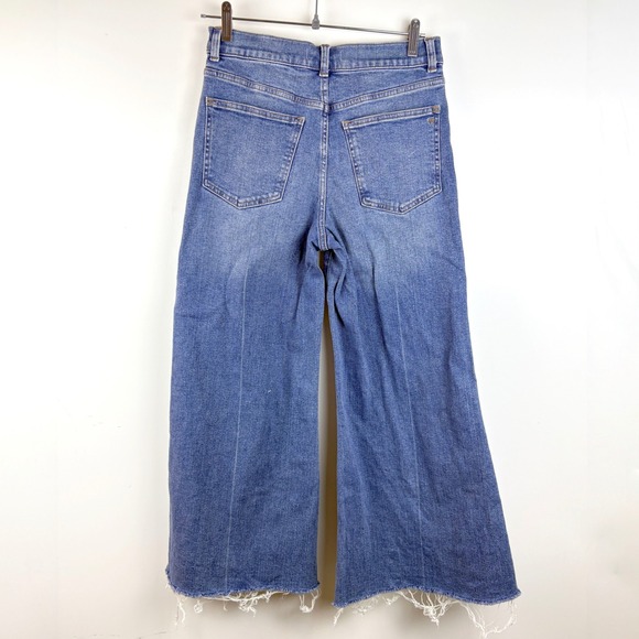 Madewell Flared Wide-Leg Jeans Medium Wash Raw Hem High Rise Women Size 27 - Picture 5 of 16